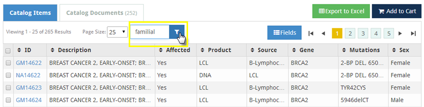 Grid Sample filtering highlighted